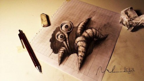 Трехмерные рисунки карандашом